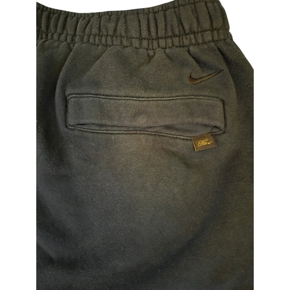 Nike Mens XXL Black Fleece Joggers Gold Script Logo Embroidery Sweatpants